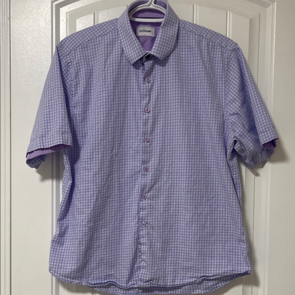 Duchamp Purple Checkered Casual Button Down Shirt